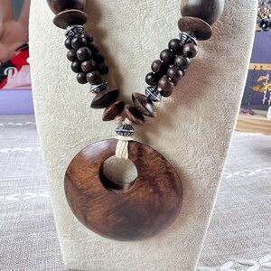 Elegant Wooden Pendant Necklace